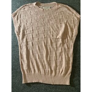 Liam & Co Women's knit short sleeve sweater Top Size Small Pink‎ Textured Pocket